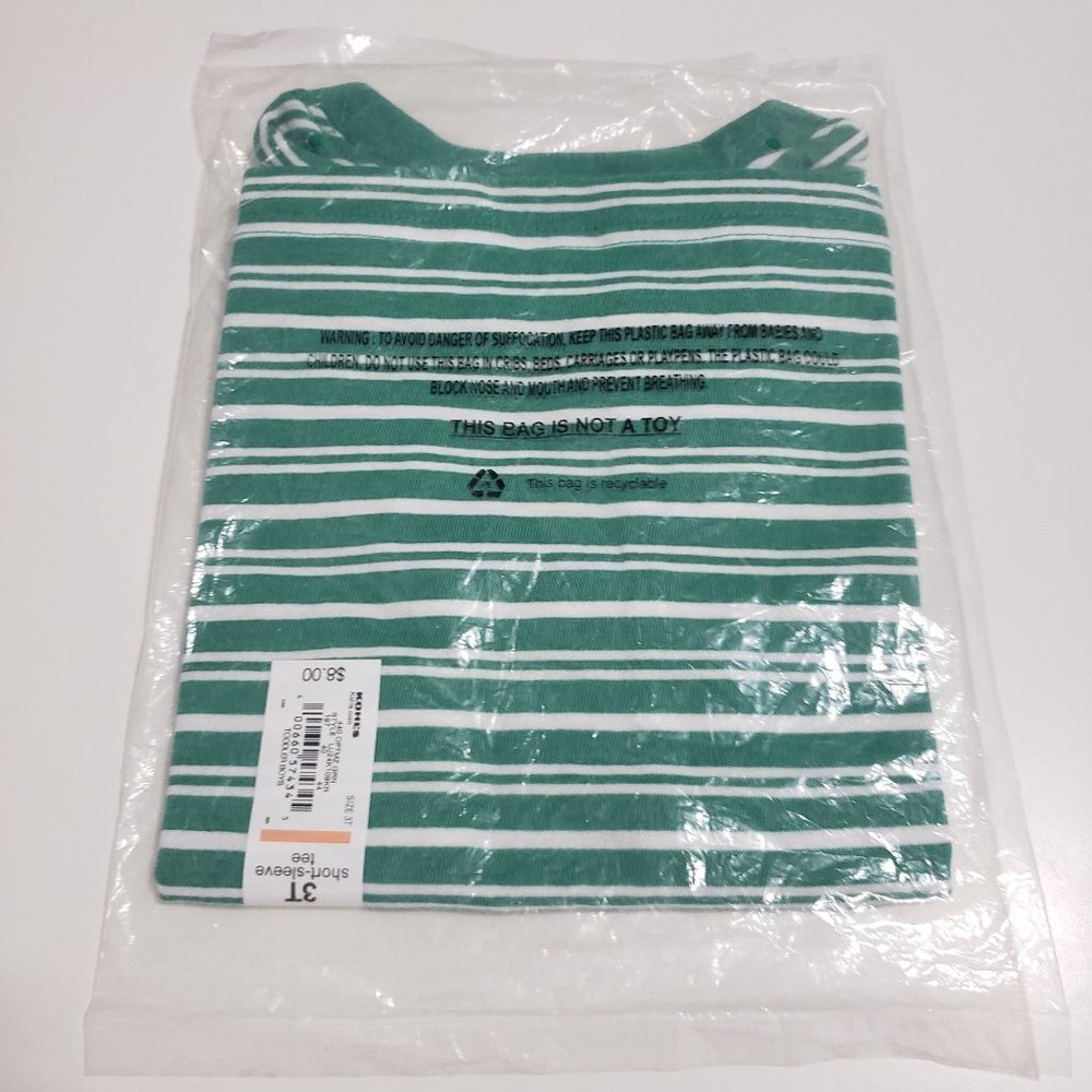 New Jumping Beans Essential Stipe Tee in‎ Green - Size 3T - Picture 4 of 4